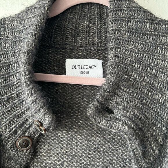 Our Legacy Men’s Alpaca Linen Wool Blend Chunky Knit Cardigan - Picture 4 of 11